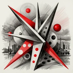 photorealistic trash polka suprametism of kazimir!!! malevich!!!, fine drawing red and black thin strokes tattoo