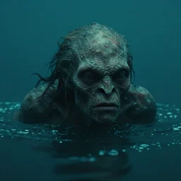 scp - 1 2 1 4 7, strange creature emerging from the sea, film still from the movie directed by denis villeneuve with art direction by zdzisław beksinski, close up, telephoto lens, shallow depth of field
