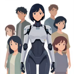 a female android. clean cel shaded vector art. shutterstock. behance hd by lois van baarle, artgerm, helen huang, by makoto shinkai and ilya kuvshinov, rossdraws, illustration, art by ilya kuvshinov