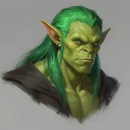 character concept portrait, orc, green - hair, style in digital painting, concept art, smooth, sharp focus, illustration, from metal gear, by ruan jia and mandy jurgens and william - adolphe bouguereau, artgerm
