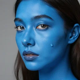 photograph of a woman with blue skin!!!!!!!!!!. extremely detailed. dslr. 5 0 mm.