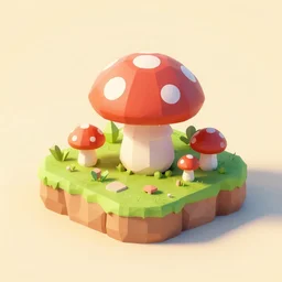 a cute little low poly isometric mushroom island, trending on artstation, 3d render, monument valley, fez video game,