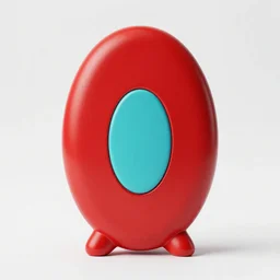 upright red oval with two nubs at the bottom and a smaller cyan oval in the center