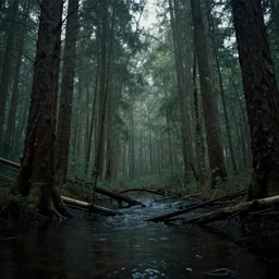 post - apocalyptic swam in a forest