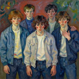 stranger things characters pained in a post impressionist style