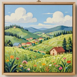 michal karcz cartoon painting of a beautiful landscape. , detailed, elegant, intricate, 4k,
