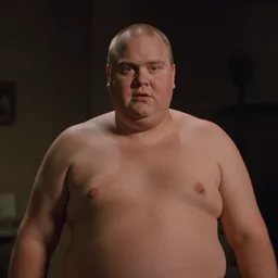 cinematic still of chubby clean-shaven white man in the film Casper (1995), XF IQ4, f/1.4, ISO 200, 1/160s, 8K, RAW, dramatic lighting, symmetrical balance, in-frame