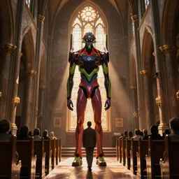 Shinji from Neon Genesis Evangelion going to church