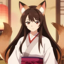 A portrait of a beautiful kitsune woman, trending on artstation, digital anime art, by Shinichirou Otsuka