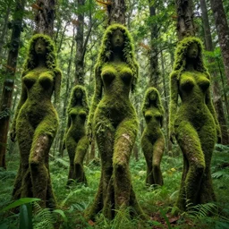 beautiful photo of exotic forest with each tree in the shape of female body