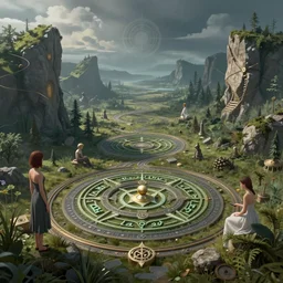 beautiful aesthetic digital illustration of an esoteric landscape full of hidden occult symbols by wlop and Julia Razumova, realistic, photorealistic, hyperrealistic, unreal engine, octane, deviantArt, trending on artstation, artstation HQ