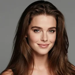 portrait of a young brooke shields, upper half body, seductive eyes, long hair, joyful smirk, intricate, elegant, highly detailed, digital painting, artstation, concept art, matte, sharp focus, illustration, art by artgerm and greg rutkowski and alphonse mucha