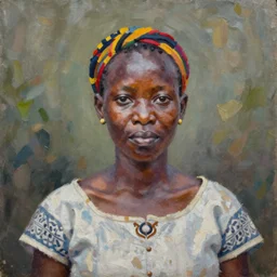 portrait of a tanzanian woman ( 3 5 ) from tanzania in 2 0 2 1, an oil painting by ross tran and thomas kincade