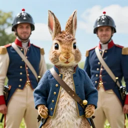 peter rabbit as a continental soldier from the revolutionary war, digital art by eugene de blaas and ross tran, vibrant color scheme, highly detailed, in the style of romanticism, cinematic, artstation, greg rutkowski