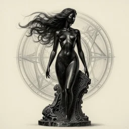 pencil drawing illustration, black bodypaint, neobrutalistic, sculpt of beautiful female body and black swirling latex acrylic portrait, black latex sculpt, minimalism, female photography, mechanical superstructure, strong wind, sacred geometry, 8 k, cinematic, magic hour, beautiful light, sculpture of carving marble, dark colors, filigree ornaments, digital painting, tafy laplanche