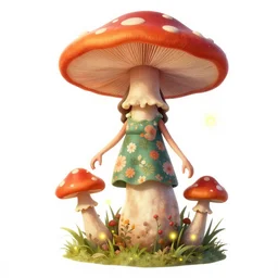 a anthro fungal mushroom woman with long arms and long legs wearing a floral dress, fireflies, vivid colours, ultra realistic,, cg society contest winner, behance contest winner, artstation, 4 k uhd art, unreal engine 5