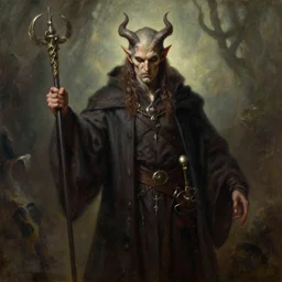 A chaotic evil dnd wizard, he wears robes. Award winning oil painting by, ross tran, Thomas Cole and Wayne Barlowe. Highly detailed