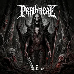 highly detailed horror themed death-metal album cover, award winning composition and style.