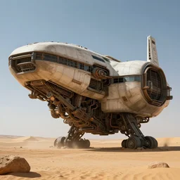 Sci-Fi industrial futuristic Brutalism huge carrier vehicle desert