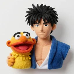 heihachi mishima with heihachi hair as a muppet in tekken. highly detailed felt. hyper real photo. 4 k.