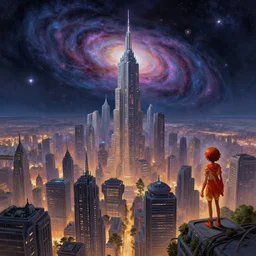 great city at the end of the cosmos, a sci-fi digital painting by Greg Rutkowski and James Gurney, trending on Artstation