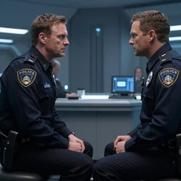 Police interrogation of android, directed by Ridley Scott, cinematography by Roger Deakins, science fiction, in the style of artstation sparth Nicholas Bouvier