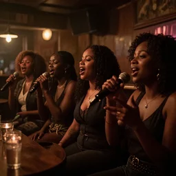 still from the wolf among us, dark skinned women singing in a jazz bar