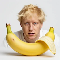 boris johnson inside a banana, comfy, portrait photography, high quality