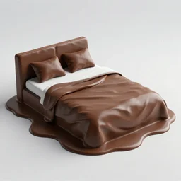 3 d render of a bed made of melted chocolate