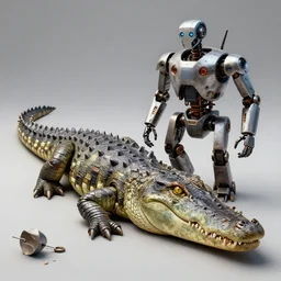 half crocodile half robot, 4 k, art station concept, highly detailed