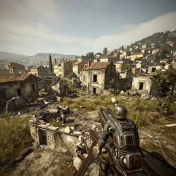 the french riviera at lyon in ruins post - nuclear war in fallout 4, in game screenshot