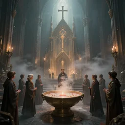 eldritch church of soups soup initiation ceremony, beksinski style, 8 k, hyper detail, octane render, artstation trending, soft light, fog
