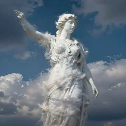 white cloud in the shape of a statue form by monet