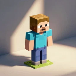 Low poly isometric render of Minecraft Steve
