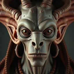 a surrealist alien painting of a shaman's face, 3 d render, in the style of giuseppe arcimboldo, symbolist, soft colors, dramatic lighting, smooth, sharp focus, extremely detailed, aesthetically pleasing composition, octane render