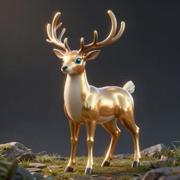 a air type pokemon resembling a deer, deer air pokemon, skin reflexion zbrushcentral matcap :: by beeple by Raffaello Sanzi and Chao Teng Zhao :: centered,pixar and dreamwork artstation, smooth, sharp focus, octane render, 3d rim light