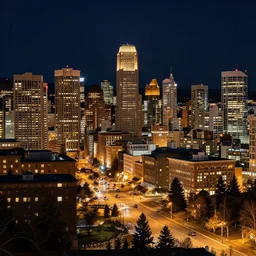 highly detailed photo of edmonton at night