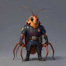 cockroach character, securityguard, in the style of warhammer fantasy : : head torso legs : : horton hears a who : : artstation