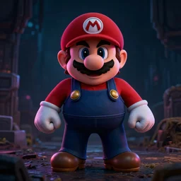 mario in doom 6 4, mario is doom guy, doom dark moody colored lighting