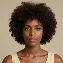 portrait of a beautiful black female model with an afro in the 1970s, 8k, ultra HD