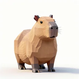 low-poly capybara, high detail photograph, full body, isolated on a pure white background, centered, entire subject in frame, sharp focus, soft studio lighting