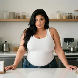 film still of obese 3 0 0 - pound kylie jenner standing behind the counter at mcdonald's, vibrant high contrast, octane, arney freytag, cinematic, portrait, backlit, rim lighting, 8 k