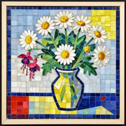 Fuchsia Daisies Still-Life piet mondrian mosaic