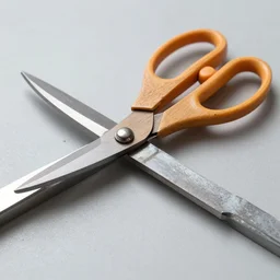 wooden scissors cutting steel