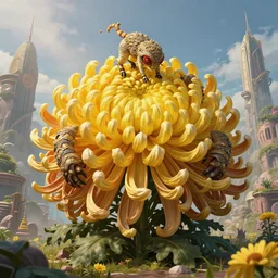 highly detailed portrait photo of a huge mûmakil-大菊花 in a scenic dystopian environment, hyperrealistic Illustration