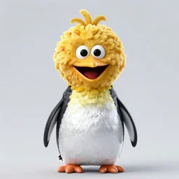 hyperrealistic photo of sesame street's big bird if they were a penguin. anatomically correct bird. extremely detailed picture