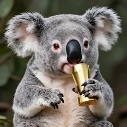 portrait of a drinking koala artist, drunk, award winning art, nft - style art, cartoon, detailed