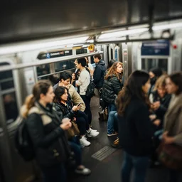 [ crowded subway in new york city ] : : tilt - shift photography : : muted colors : : 8 k