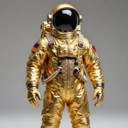spaceman in gold vivid fashionable astronaut suit by gucci balenciaga collaboration luxury design concept art detailed
