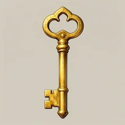 golden key, fantasy illustration, medieval era, blank background, studio lighting, hand - drawn digital art, 4 k, trending on artstation